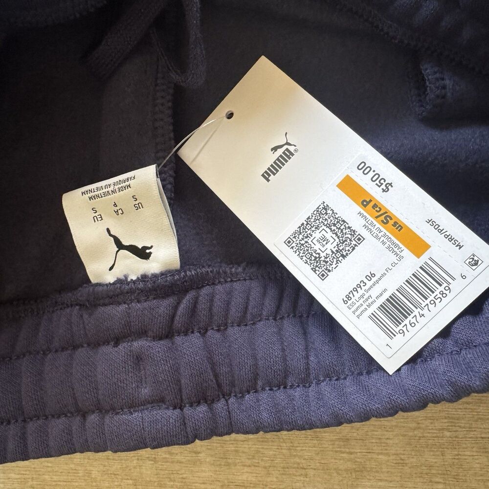 NEW Puma Sweatpants Mens Small Navy Blue Joggers Athletic Pants Casual Logo - Picture 10 of 16
